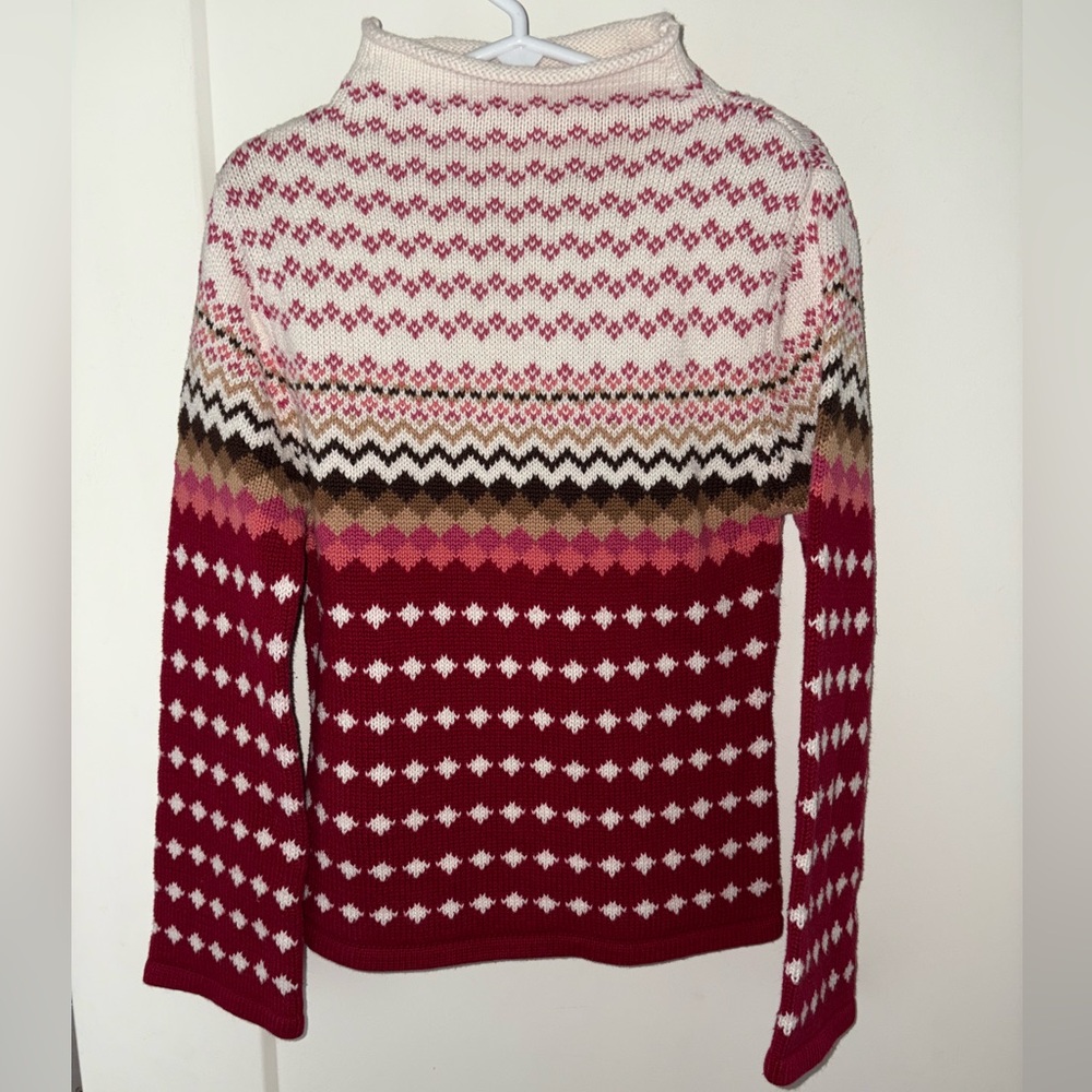 Maggie & Zoe funnel neck print cotton sweater girl's sz S 7-8 EUC